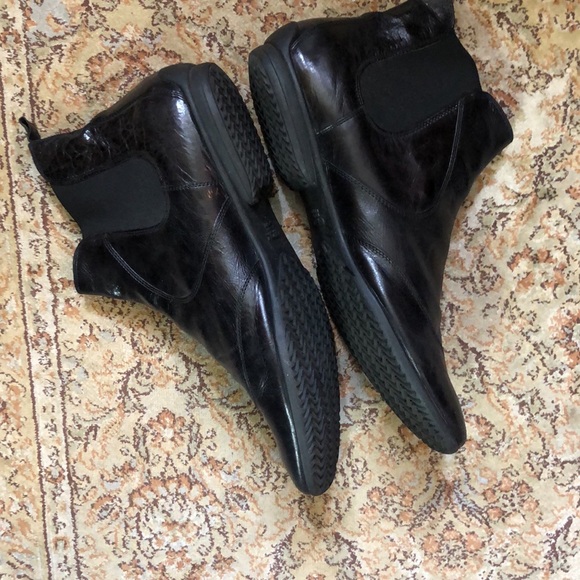 GROX RESPIRA EU47 US13 Black Leather PullOn Boots ITALY Rubbersole Wingtip NEW - Picture 4 of 16